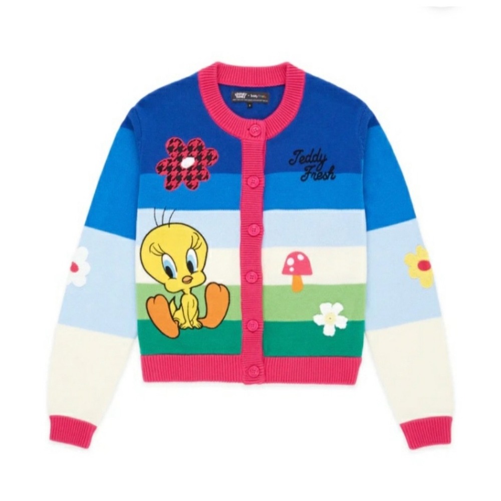 Looney Tunes x Teddy Fresh Tweety Bird Cardigan‎ Sweater Large